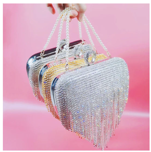 Rhinestone Tassel Purse - B.O.S.S. Collection